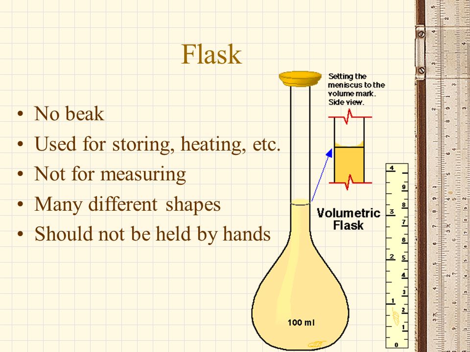 Flask No beak Used for storing, heating, etc.