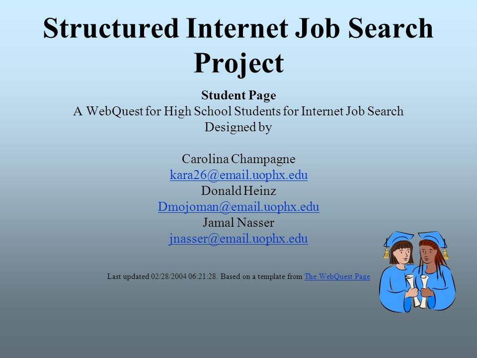 structured internet job search project student page a webquest for internet job search