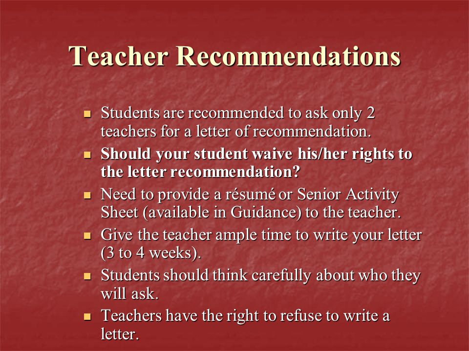 welcome parents agenda planning for the future graduation how to ask a teacher for a letter of recommendation