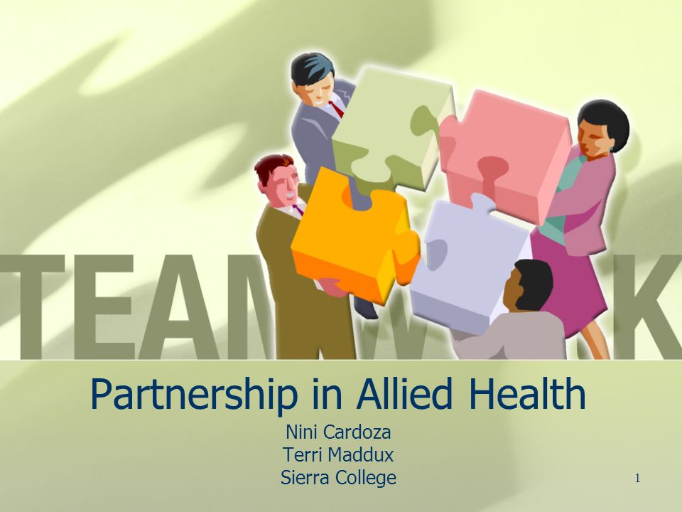 1 Partnership in Allied Health Nini Cardoza Terri Maddux Sierra College