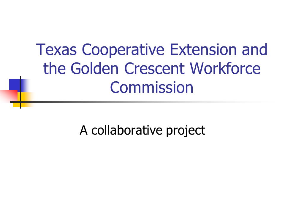 Texas Cooperative Extension and the Golden Crescent Workforce Commission A collaborative project