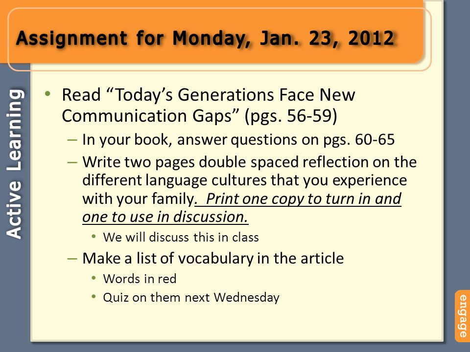 Read Today’s Generations Face New Communication Gaps (pgs.