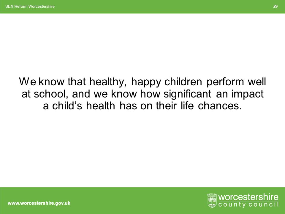 We know that healthy, happy children perform well at school, and we know how significant an impact a child’s health has on their life chances.