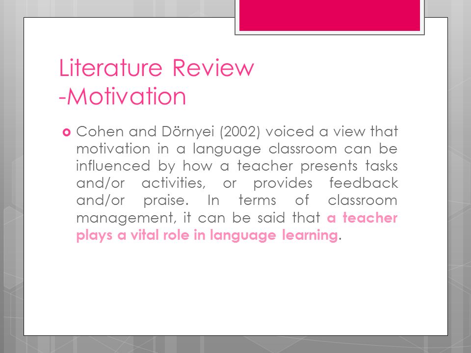 Literature review of motivation