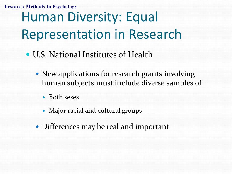 Human Diversity: Equal Representation in Research U.S.