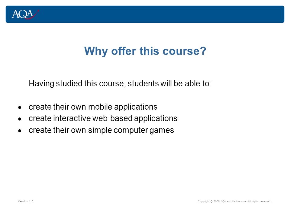 Why offer this course.