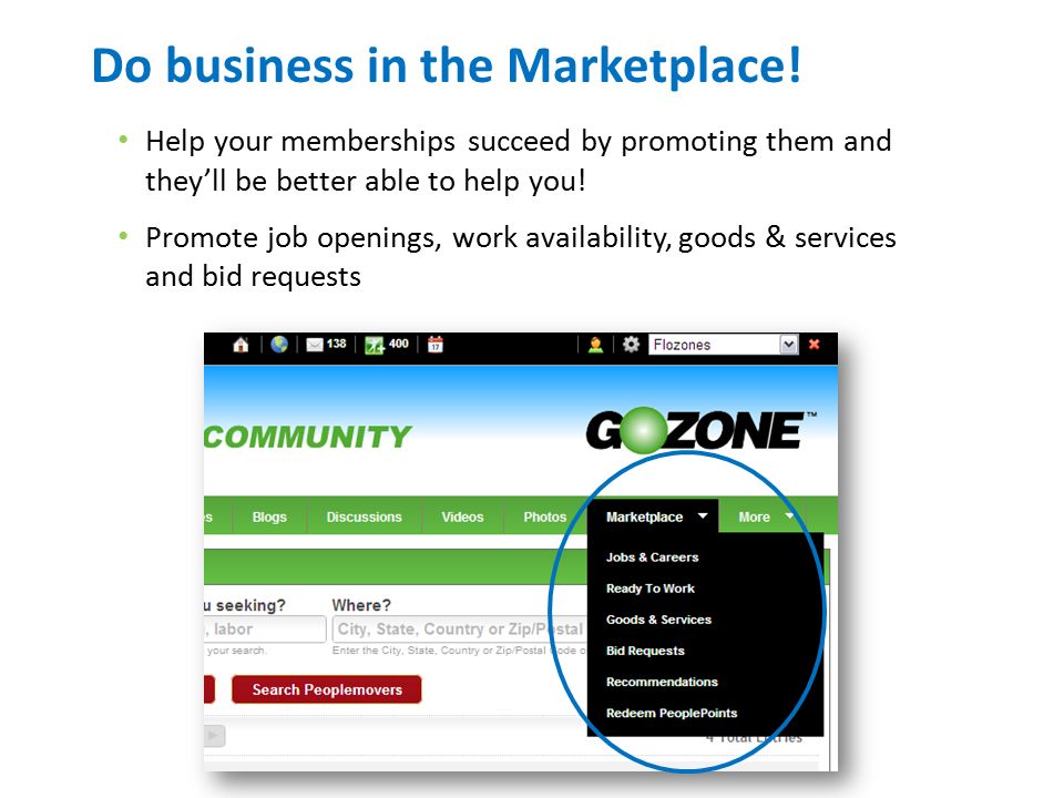 Do business in the Marketplace.
