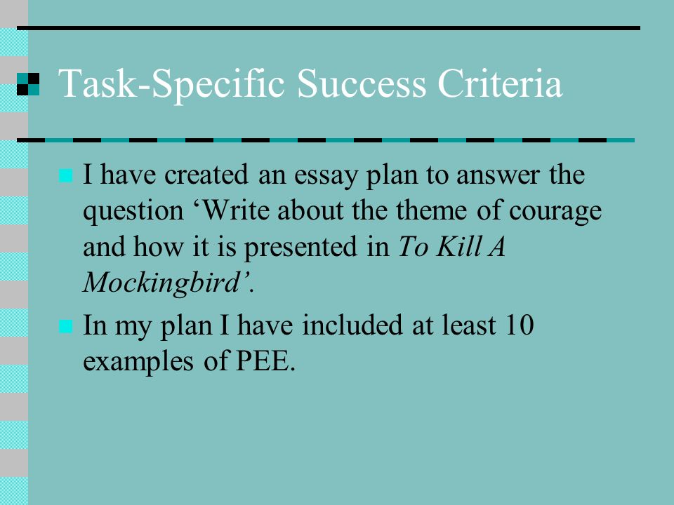 Success criteria for essay writing