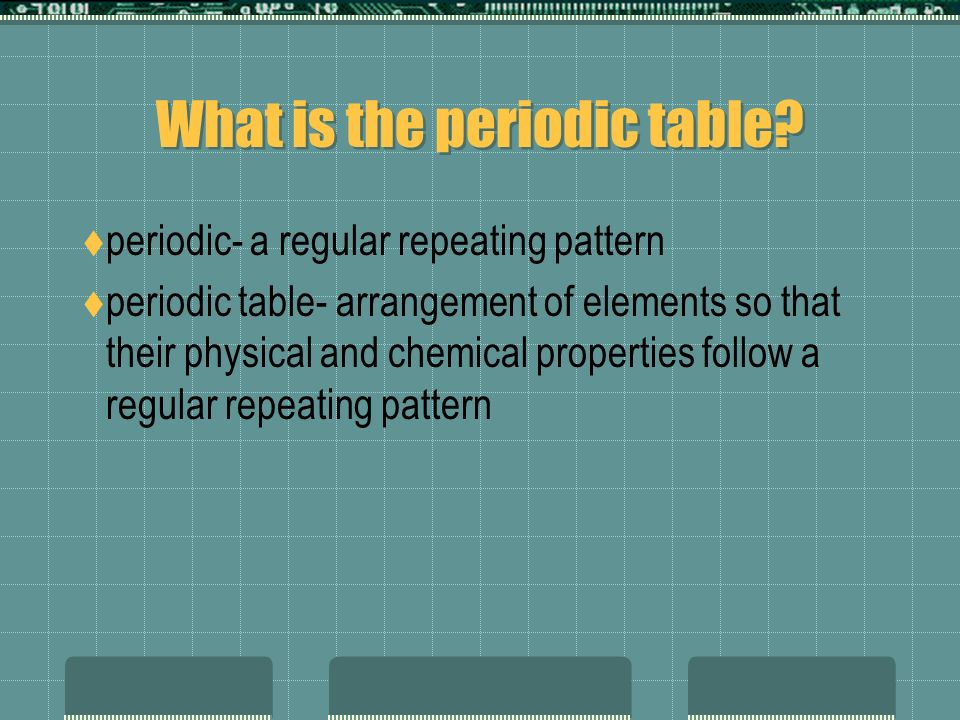 Periodic Table what is so on the periodic table : The periodic table chapter 4 & 11. What is the periodic table ...