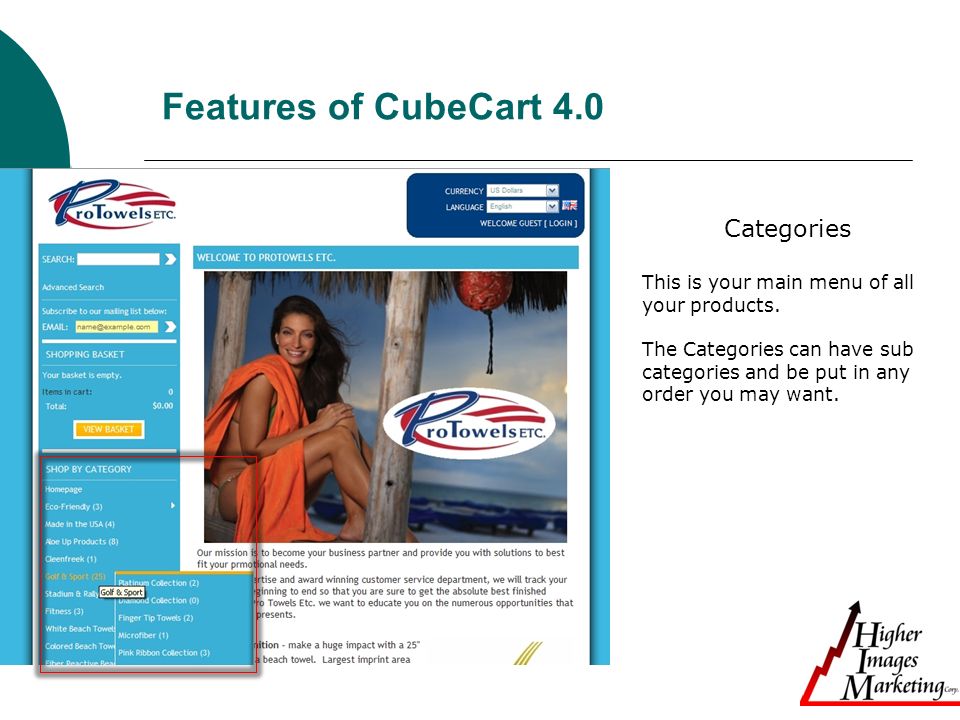 Features of CubeCart 4.0 Categories This is your main menu of all your products.