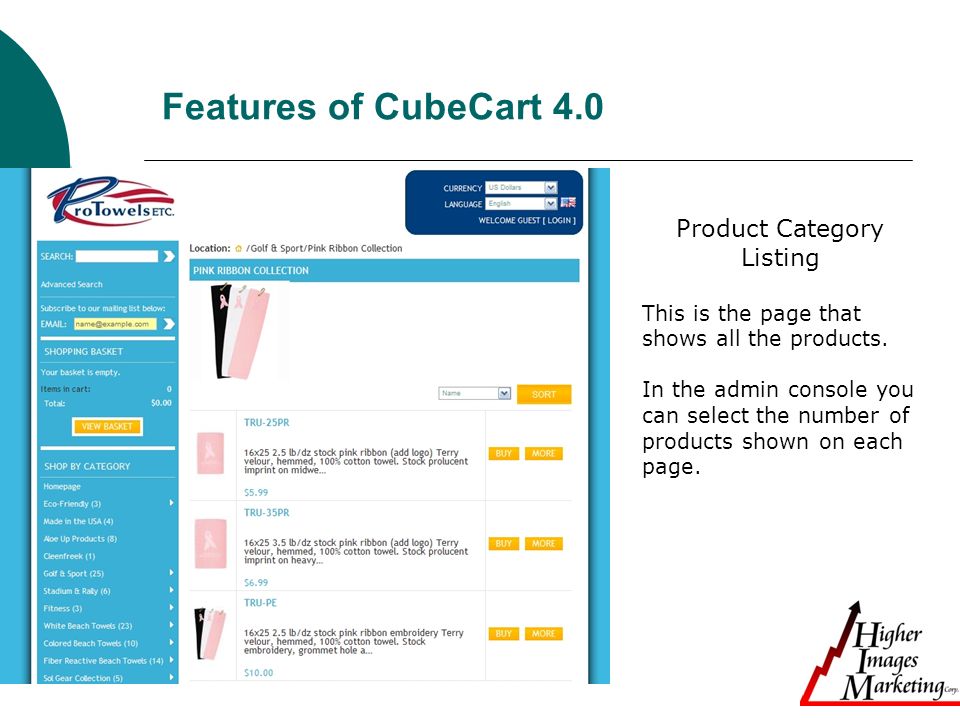 Features of CubeCart 4.0 Product Category Listing This is the page that shows all the products.
