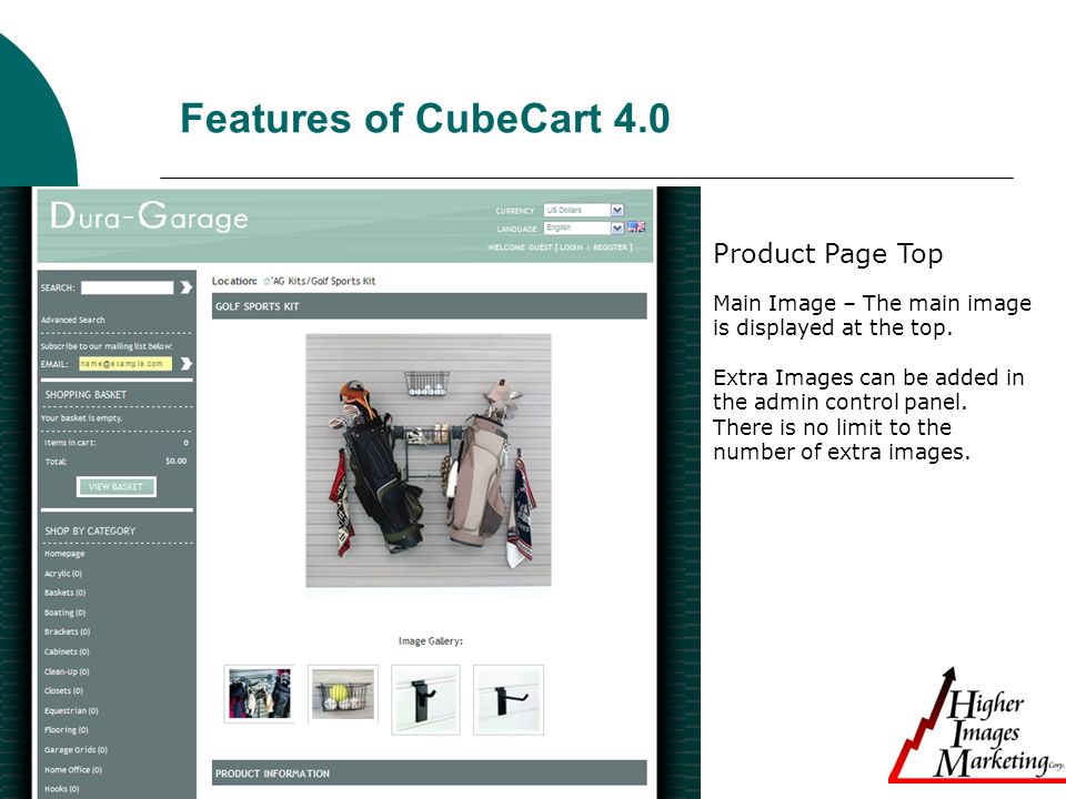 Features of CubeCart 4.0 Product Page Top Main Image – The main image is displayed at the top.