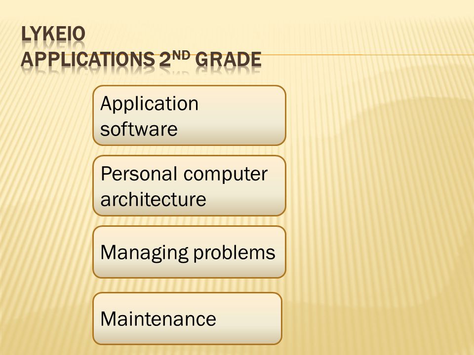 Application software Personal computer architecture Managing problems Maintenance
