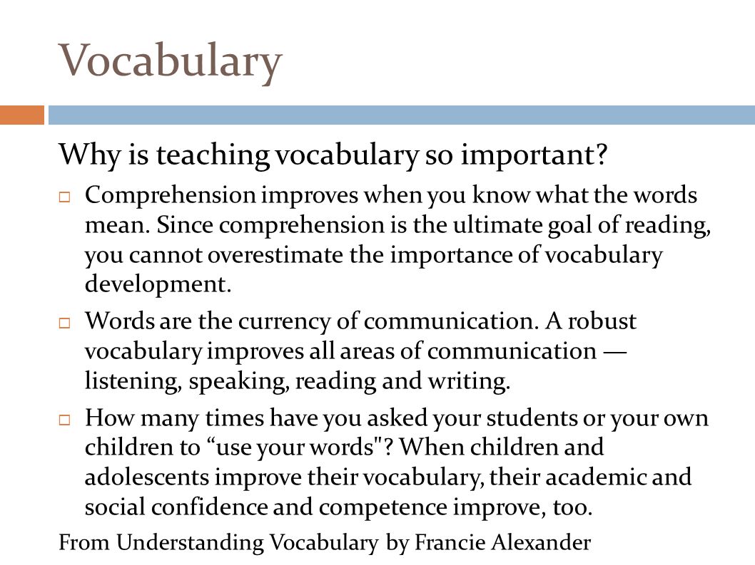 Worksheet Importance Of Vocabulary reading and writing methods seminar 21710 fluency review 7 vocabulary