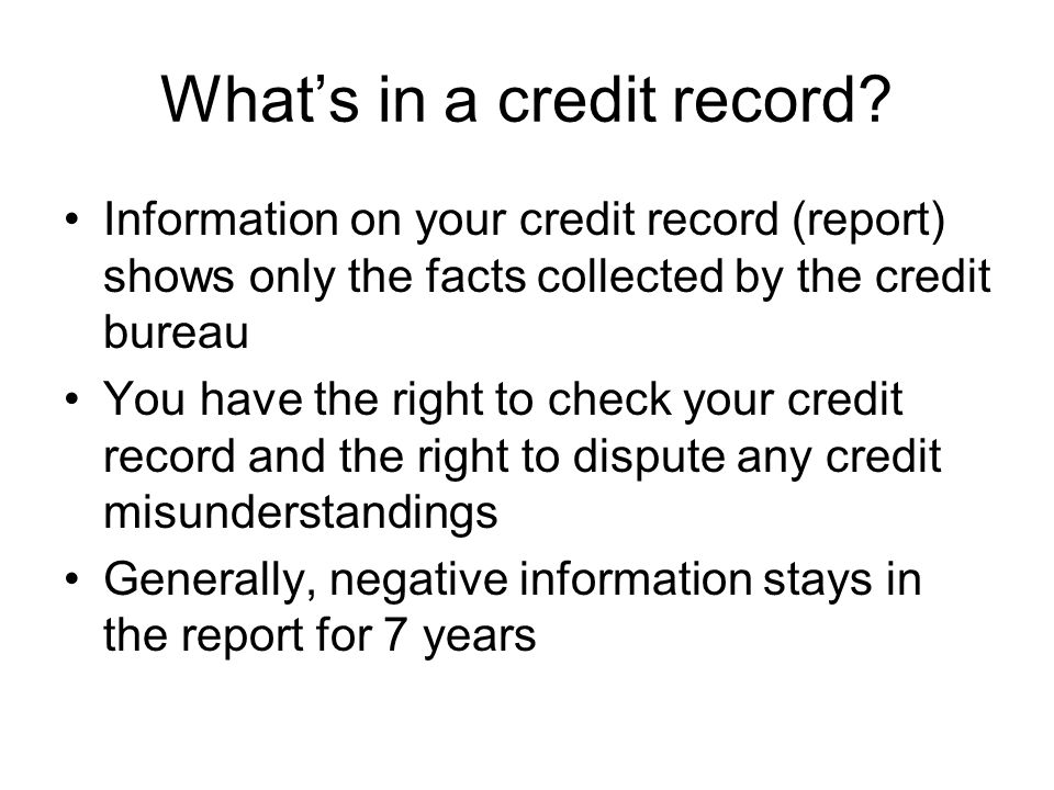 What’s in a credit record.