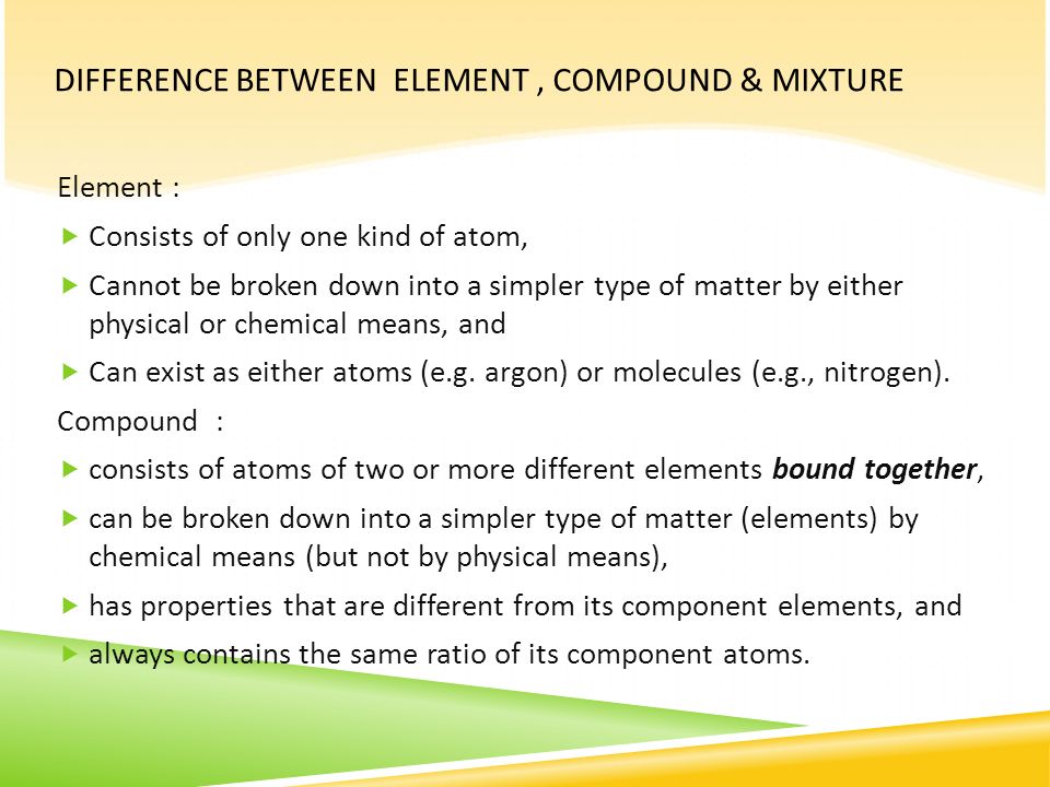 what is the difference between element and compound