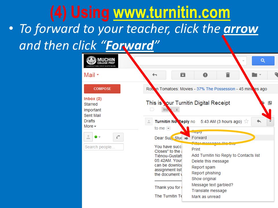 (4) Using   To forward to your teacher, click the arrow and then click Forward