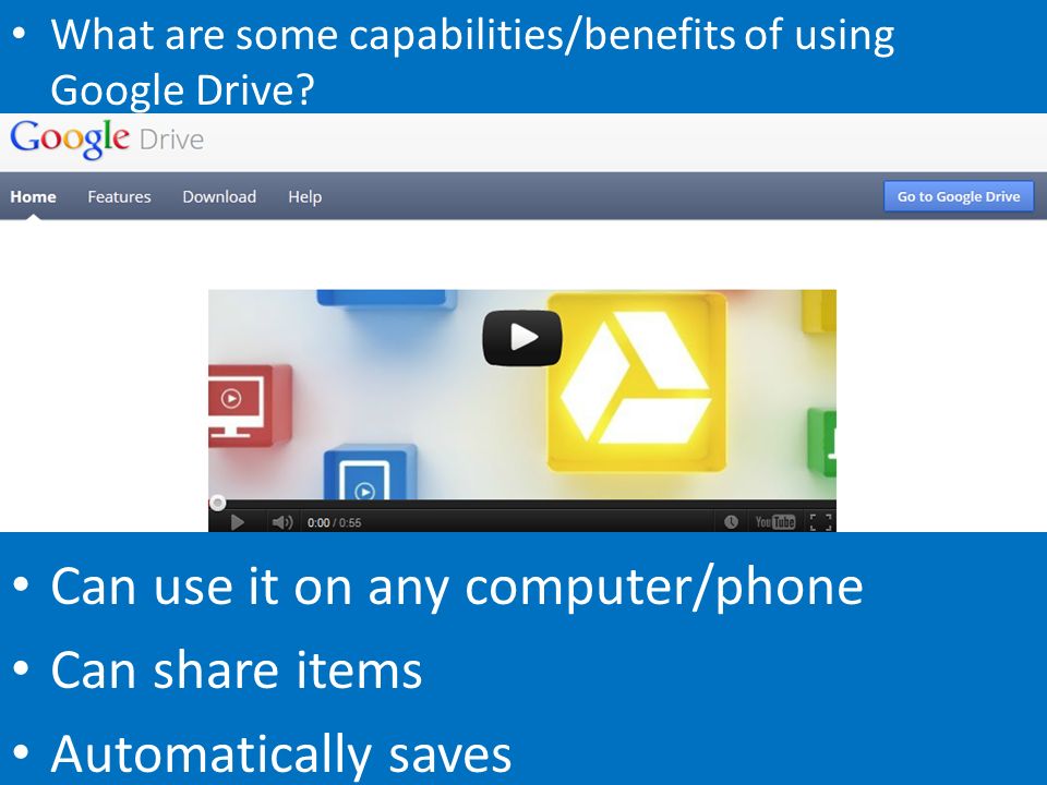 What are some capabilities/benefits of using Google Drive.
