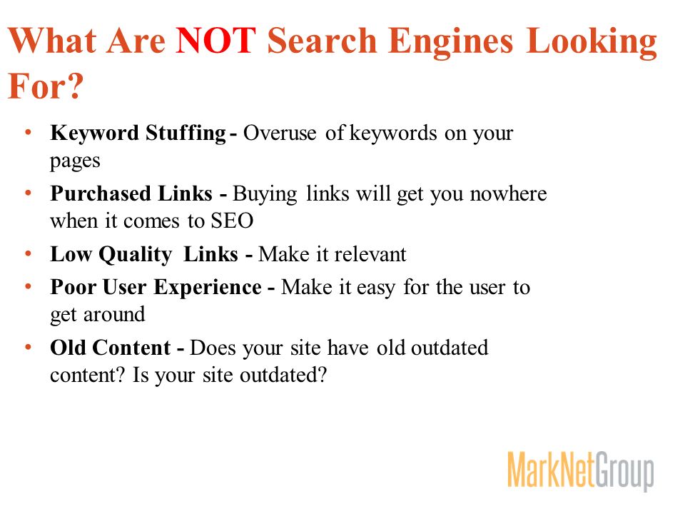 What Are NOT Search Engines Looking For.
