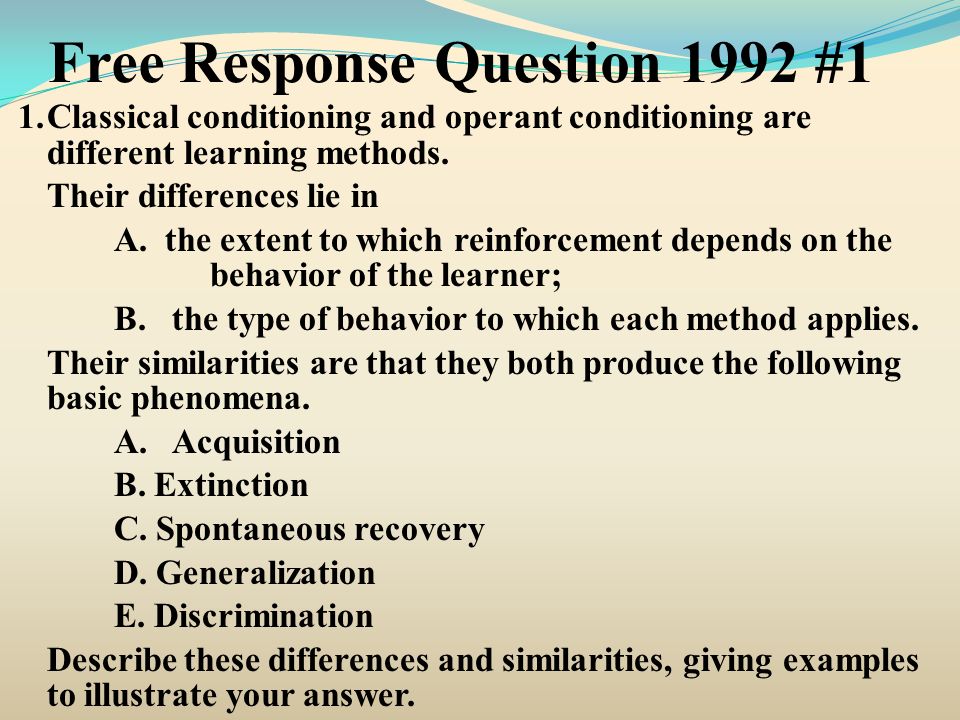 psychology free response questions Start studying ap psychology frq vocabulary learn vocabulary, terms, and more with flashcards, games, and other study tools. psychology free response questions Start studying ap psychology frq vocabulary learn vocabulary, terms, and more with flashcards, games, and other study tools.