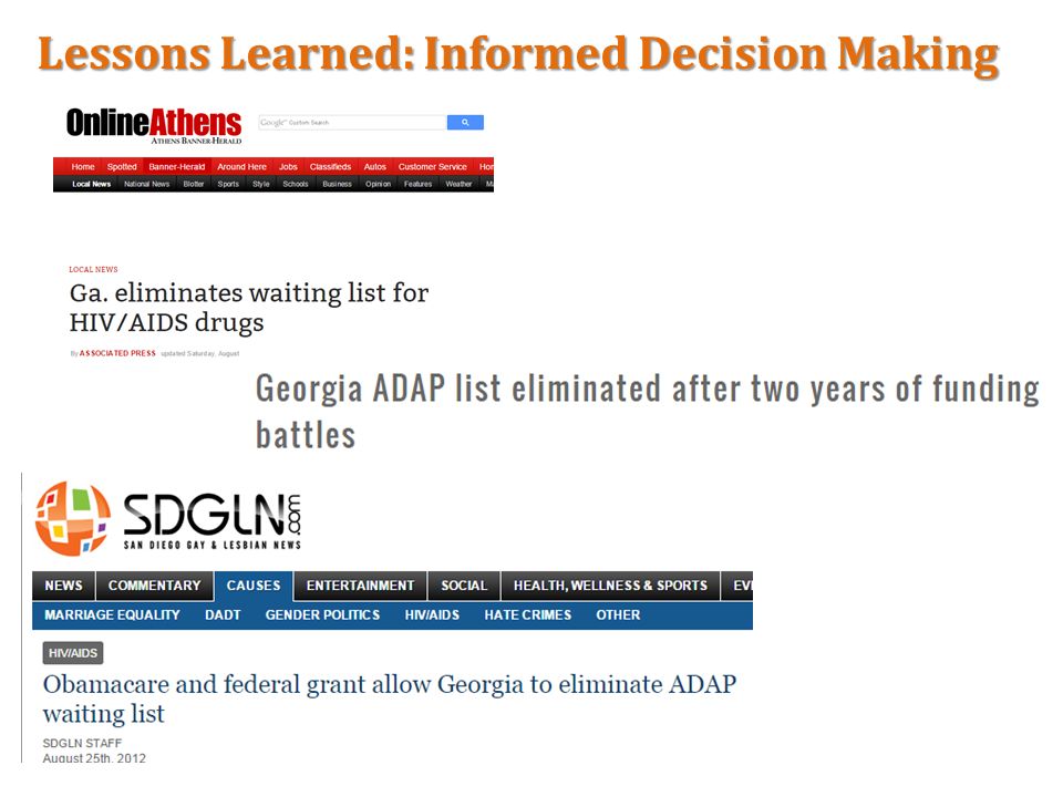 Lessons Learned: Informed Decision Making