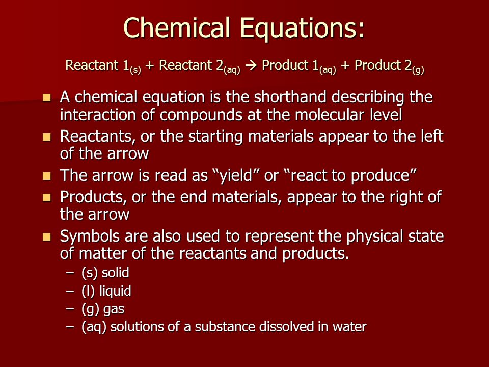 In A Chemical Equation Where Do The Reactants Appear Talkchannels Balancing Chemical Equations Chapter 10 Objectives Identify The