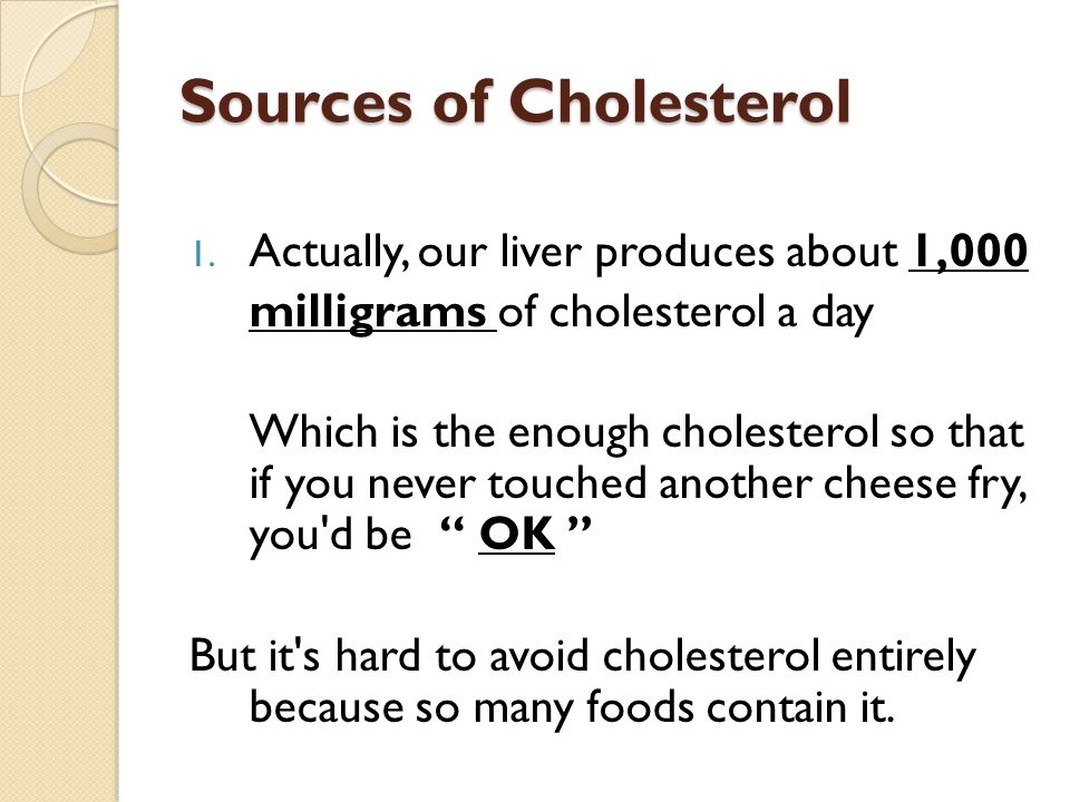 Sources of Cholesterol 1.