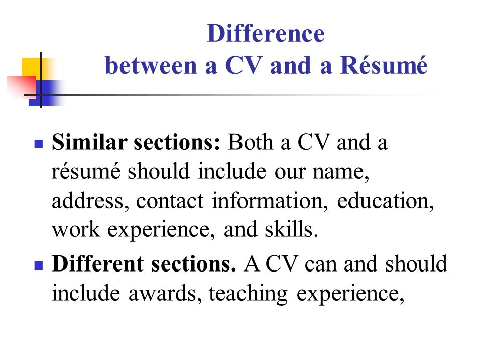 Difference between resume and vita