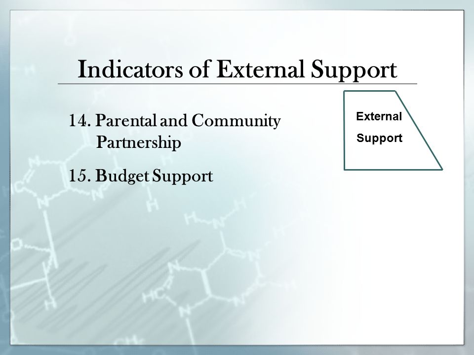 Indicators of External Support External Support 14.