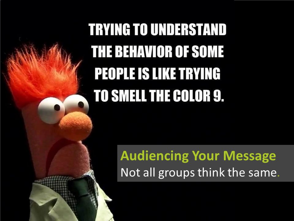 Audiencing Your Message Not all groups think the same.