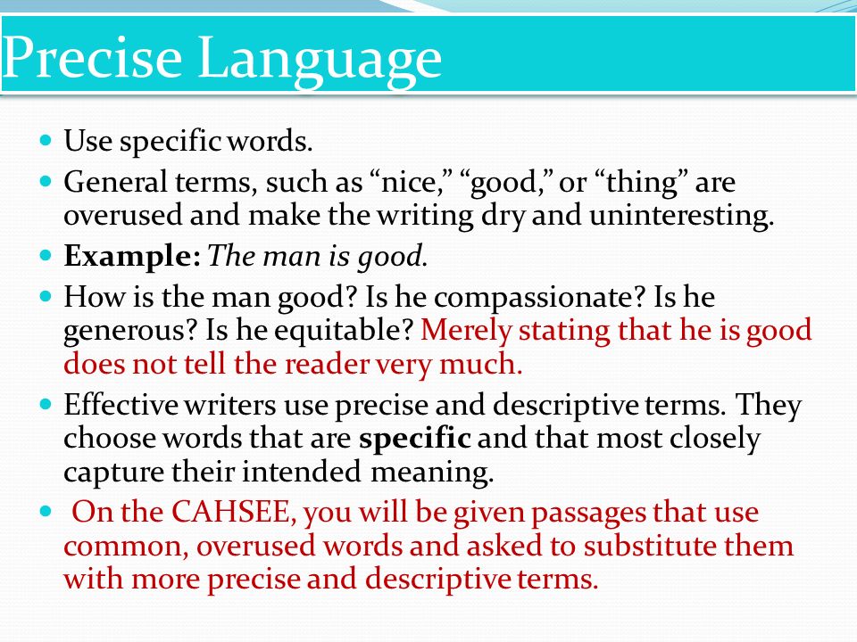 precise writing examples