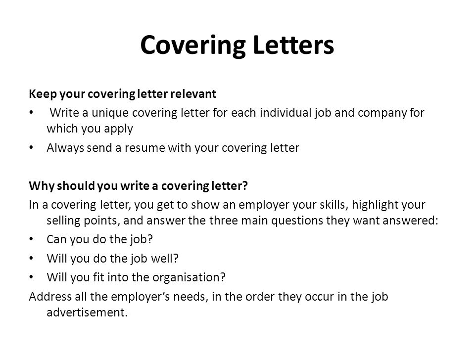 Ideal cover letter for job application
