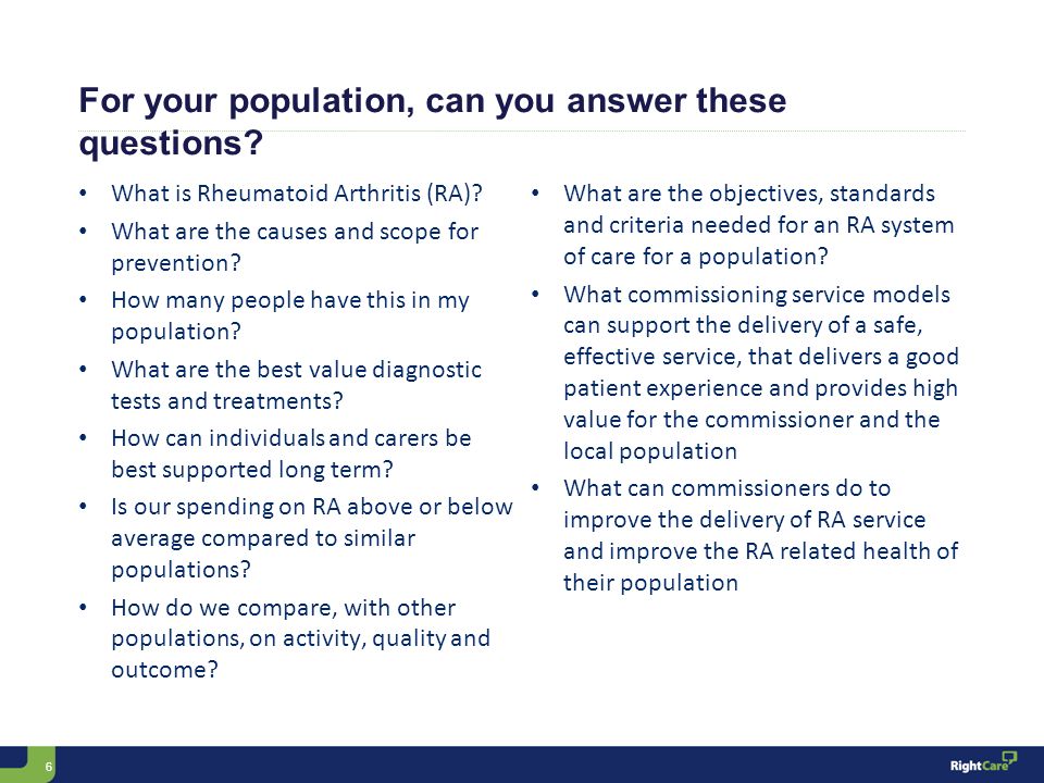 6 For your population, can you answer these questions.