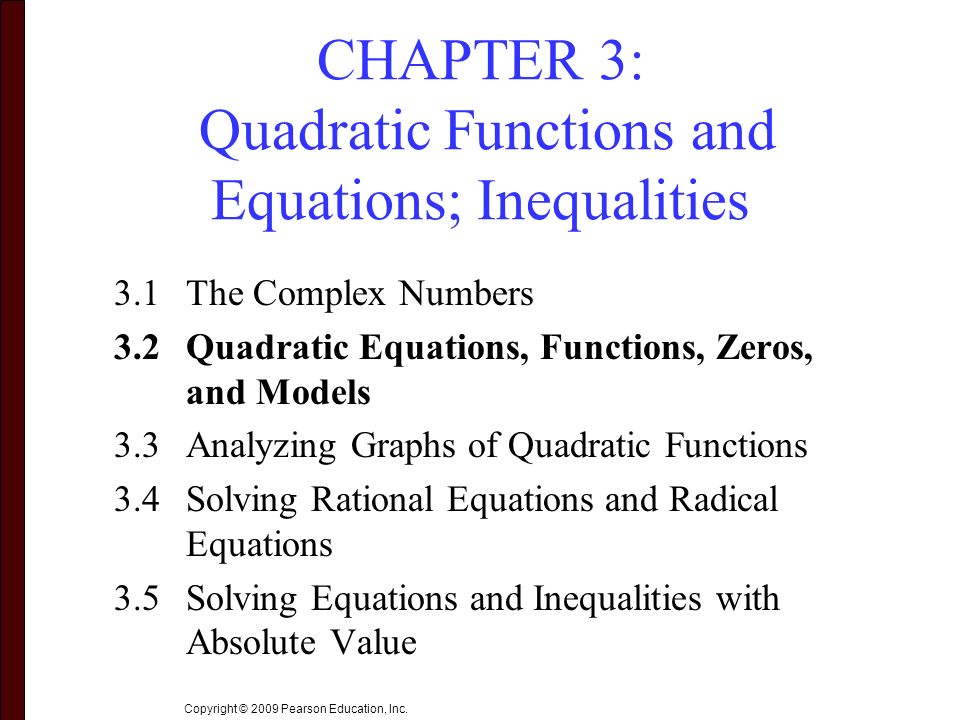 Chapter 3 Quadratic Functions And Equations Inequalities Ppt 2 Chapter 3 Quadratic Functions And Equations Inequalities 1 The Complex Numbers Zeroodels Analyzing