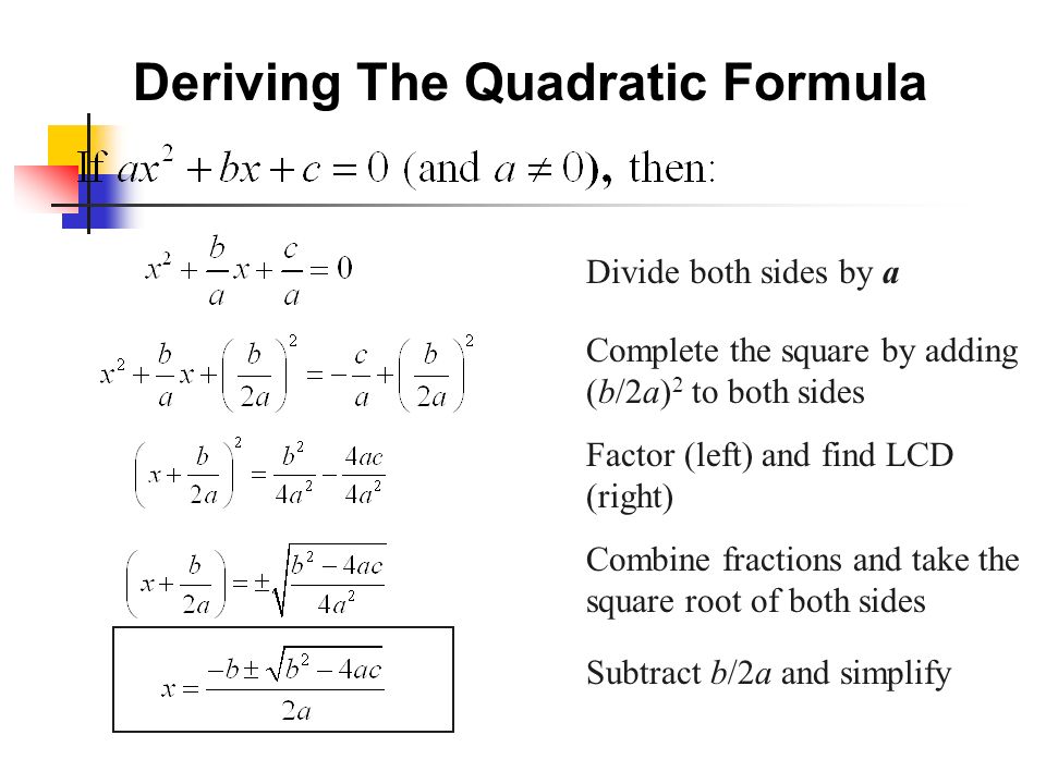 Quadratic Equation Derivation Jennarocca Quadratic Formula Learn Use 30 Deriving Factoring X 2 9 0 3 Or