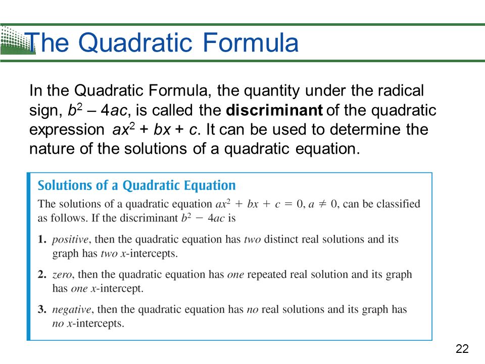 Finding The Discriminant Of A Quadratic Equation Talkchannels P 1 Quadratic Equations And Applications Copyright Cene