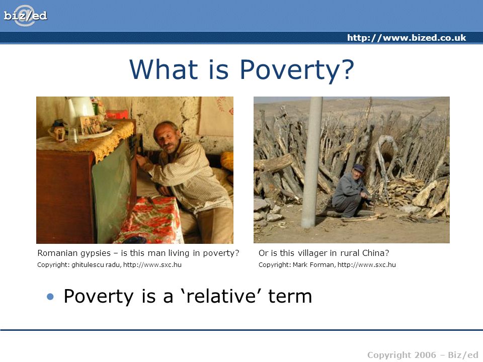 Copyright 2006 – Biz/ed What is Poverty.