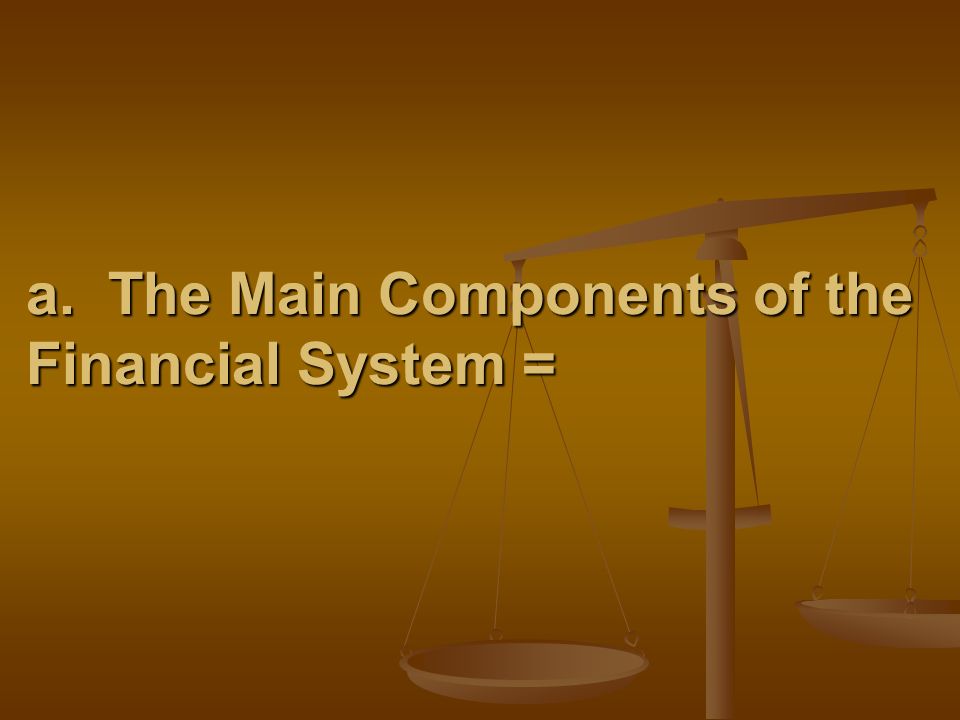 a. The Main Components of the Financial System =