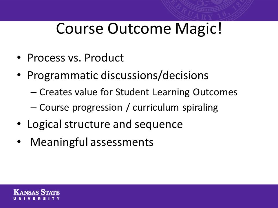Course Outcome Magic. Process vs.