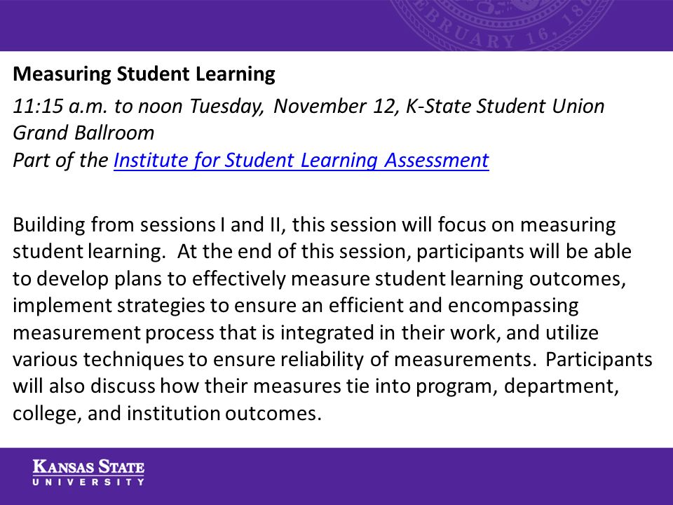 Measuring Student Learning 11:15 a.m.