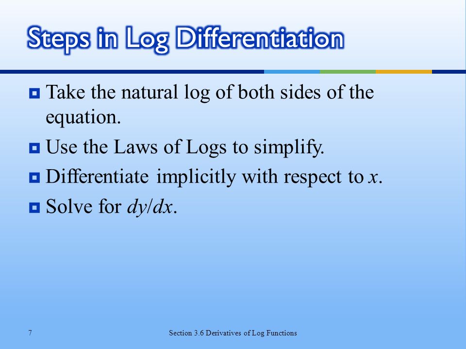  Take the natural log of both sides of the equation.