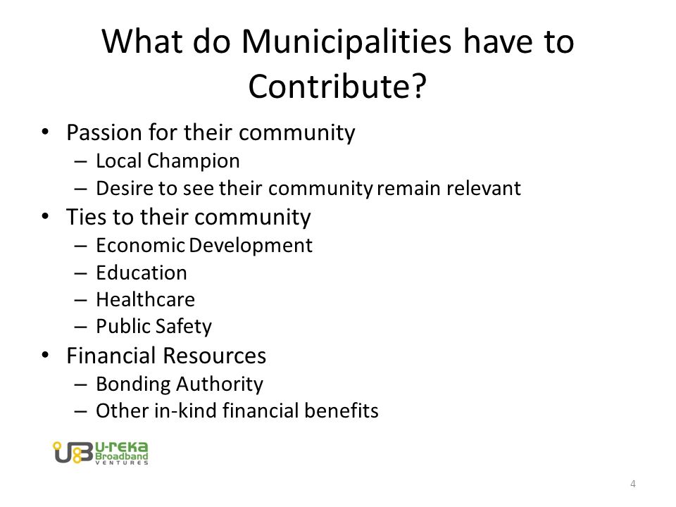 What do Municipalities have to Contribute.