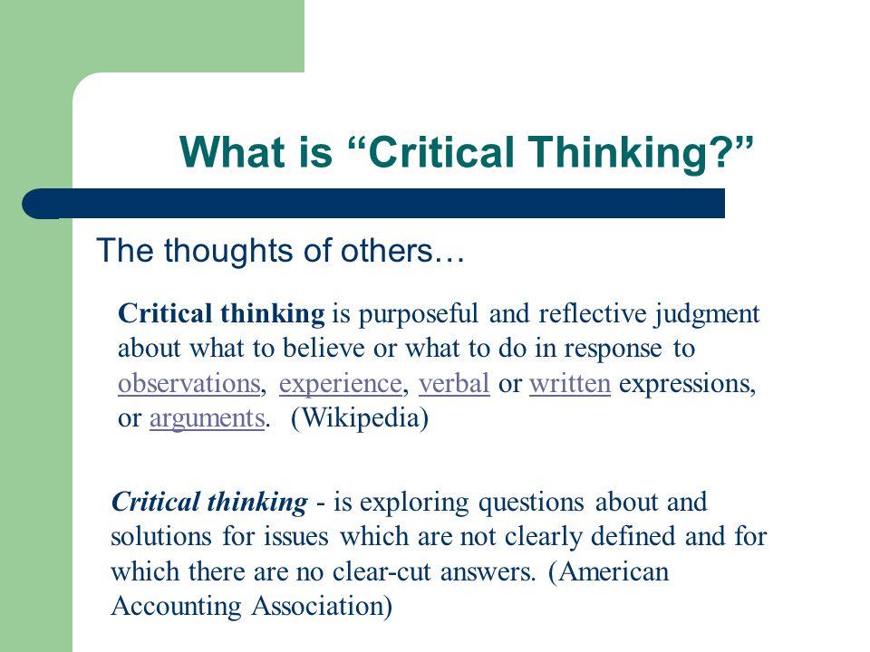 Critical Thinking And Reflection