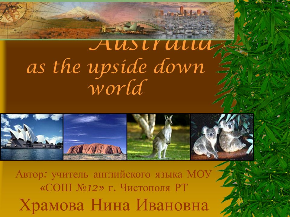 Australia as the upside down world Автор : учитель английского языка МОУ « СОШ № 12» г.