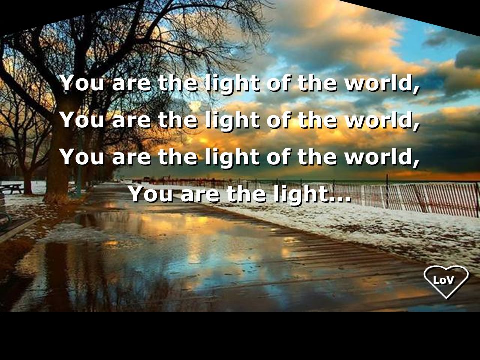 You are the light of the world, You are the light of the world, You are the light of the world, You are the light...