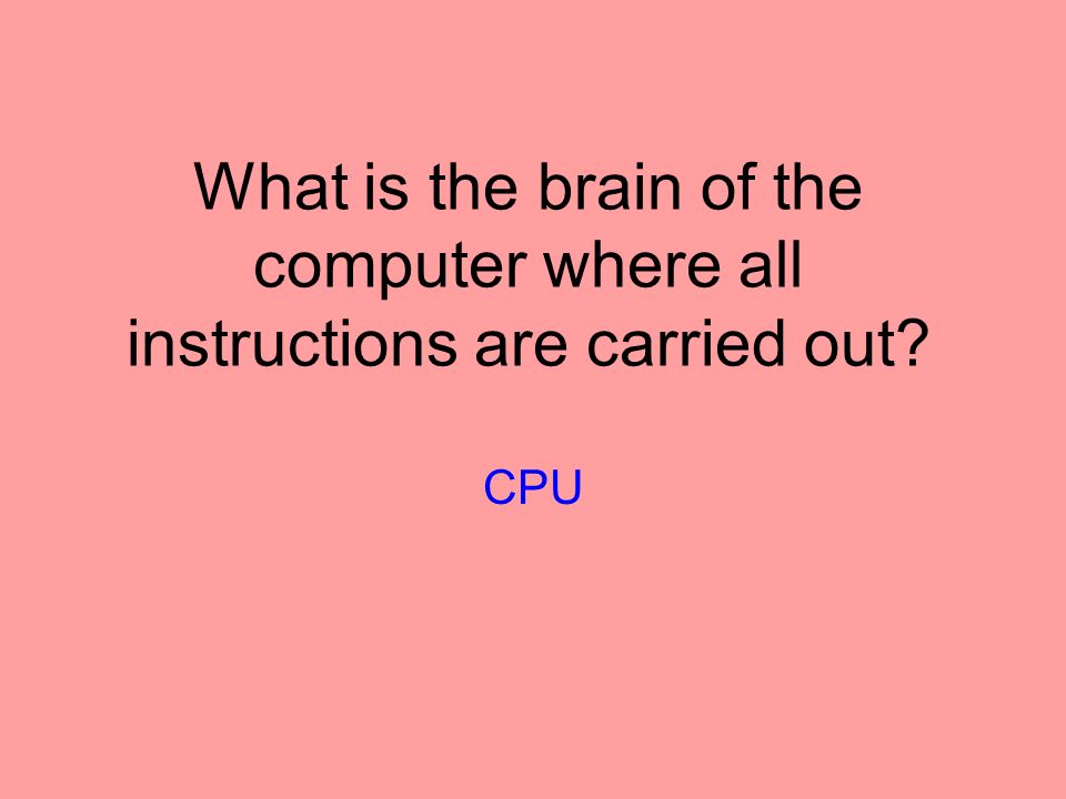 What is the brain of the computer where all instructions are carried out CPU