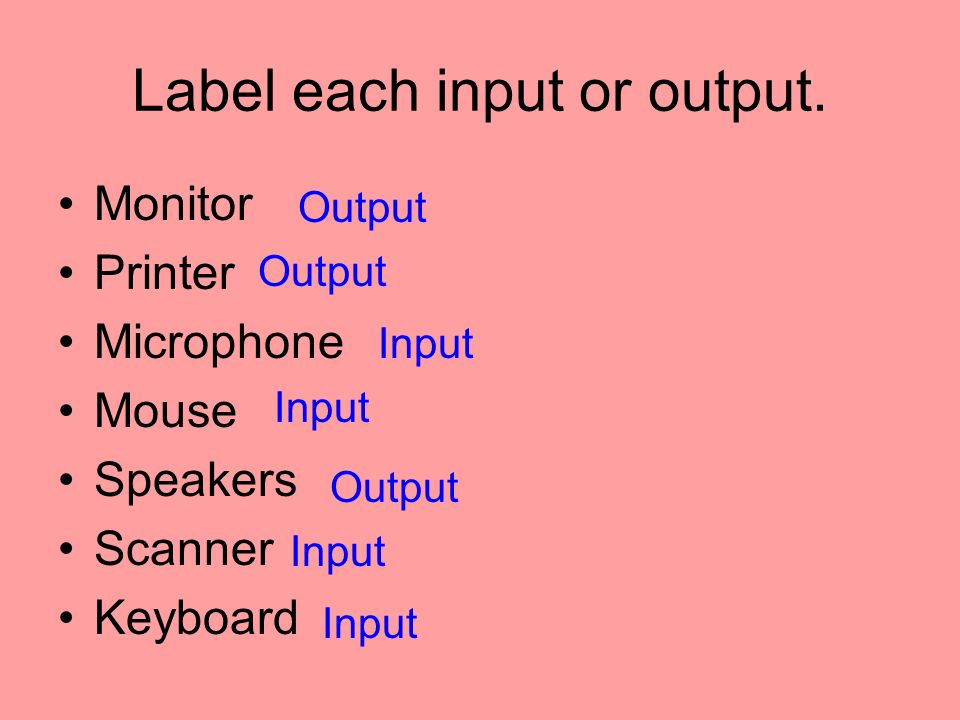 Label each input or output.