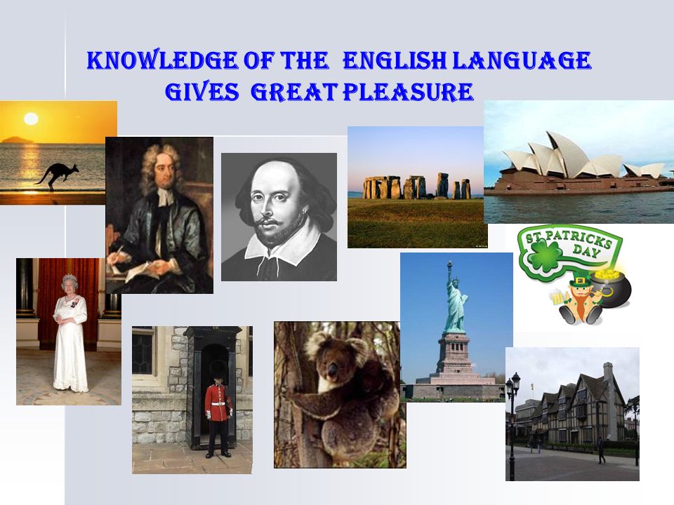 Knowledge of the English language gives great pleasure.