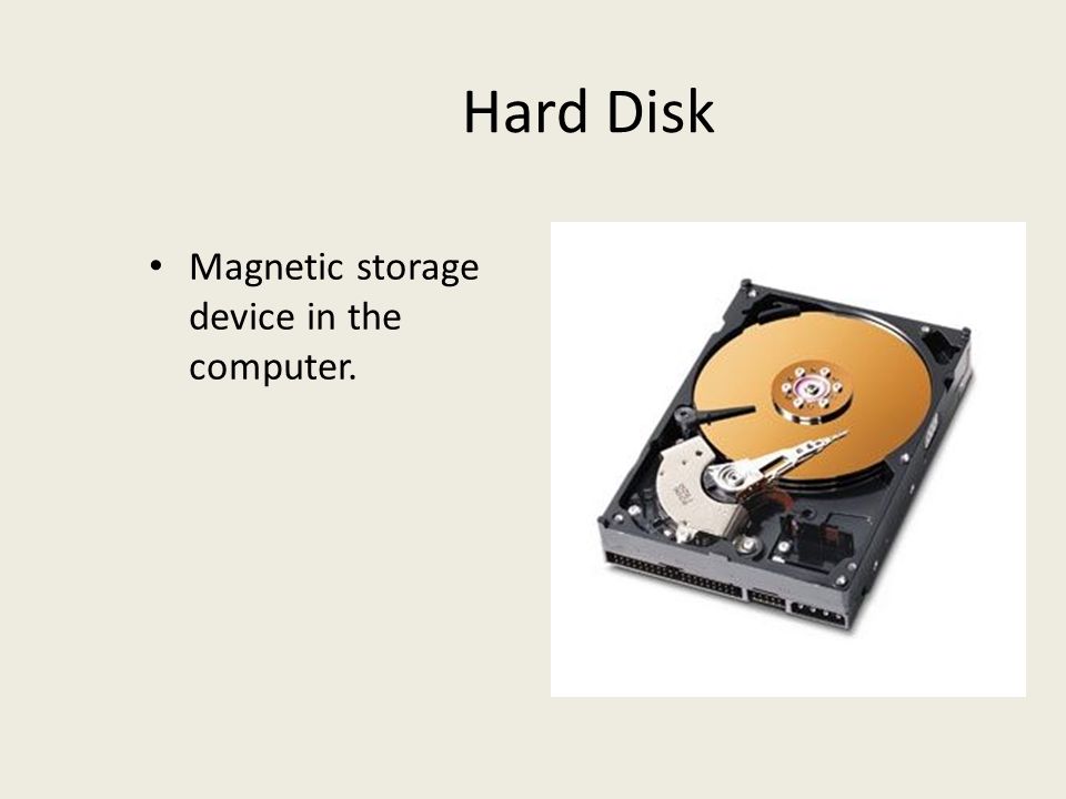 Hard Disk Magnetic storage device in the computer.