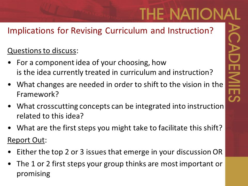 Implications for Revising Curriculum and Instruction.